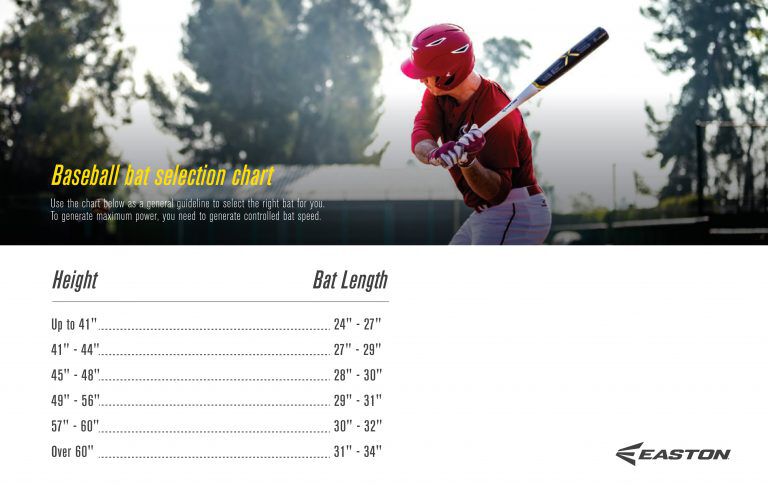 Easton baseball bat selection chart