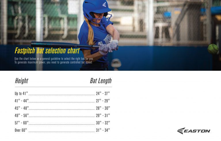 Easton fastpitch bat selection chart