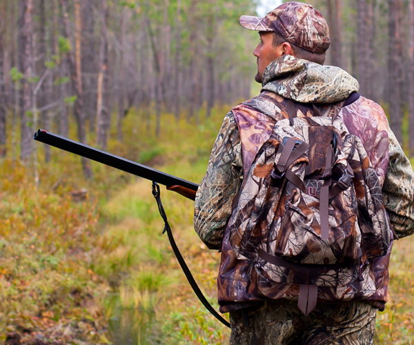 A spring turkey hunter in the woods