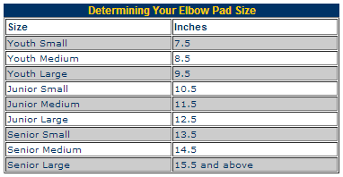 Determining your elbow pad size Determining your elbow pad size