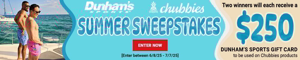 Chubbies Sweepstakes, Dunham's is giving away two $250 gift cards