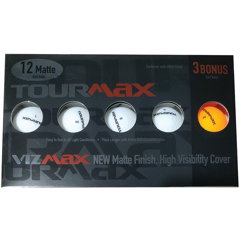TourMax Vizmax Matte White 12 Pack Golf Balls With Bonus Sleeve image number 1
