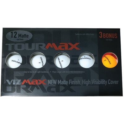 TourMax Vizmax Matte White 12 Pack Golf Balls With Bonus Sleeve