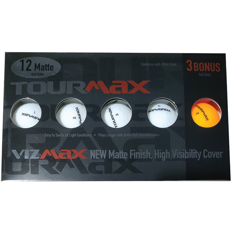 TourMax Vizmax Matte White 12 Pack Golf Balls With Bonus Sleeve image number 1