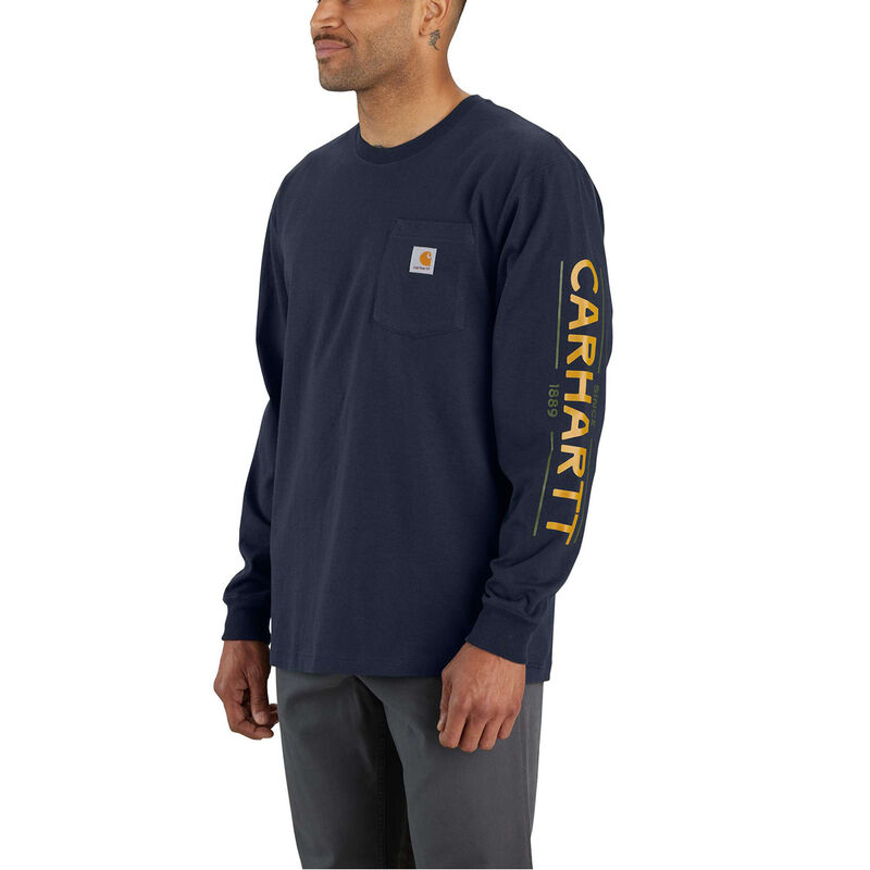 Carhartt Men's Loose Fit Heavyweight Long-Sleeve Pocket Dog Graphic T-Shirt image number 0