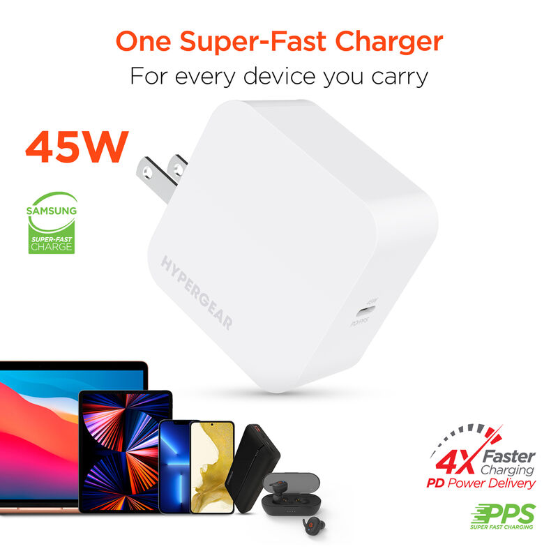 Hypergear SpeedBoost 45W USB-C PD Laptop Wall Charger with PPS image number 1