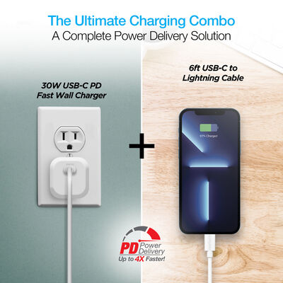 Naztech 30W USB-C PD Fast Wall Charger |  6ft USB-C Cable