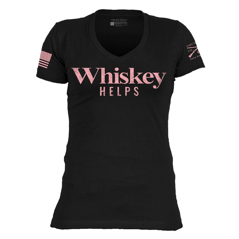 Grunt Style Women's Whiskey Helps  V-Neck Tee image number 0