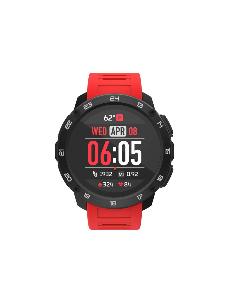 Itouch Explorer Smartwatch Black Case with Red Silicone Strap