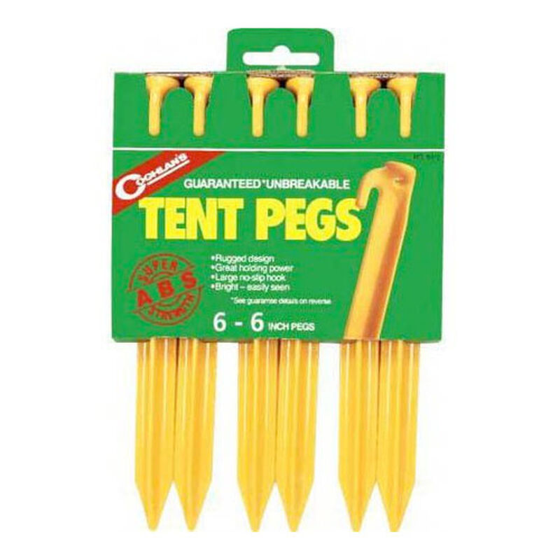 Coghlans 6" Abs Plastic Tent Pegs, 6-pack image number 0