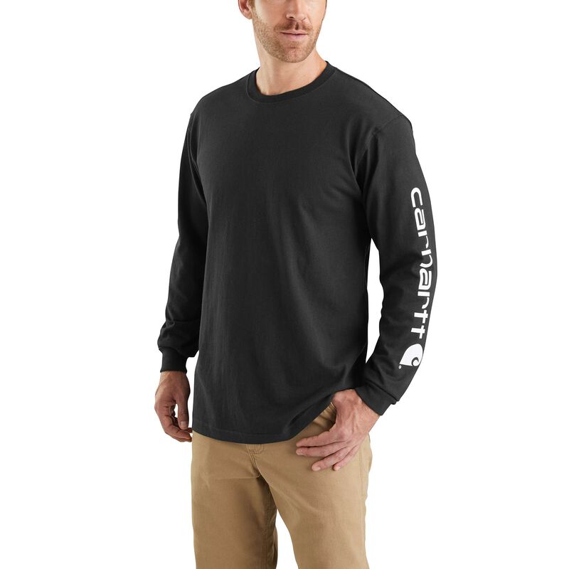 Carhartt Men's Big and Tall Signature-Sleeve Logo Long-Sleeve T-Shirt image number 0