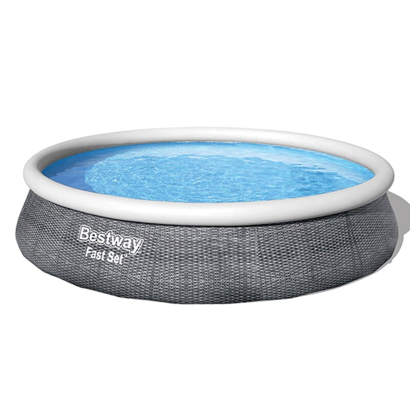 Bestway Fast Set 13' x 33" Round Inflatable Pool Set with Rattan Print Liner image number 1