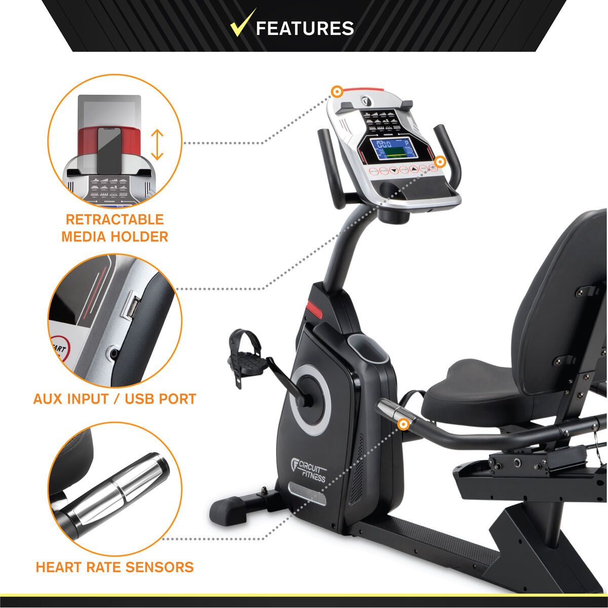 Circuit Fitness Magnetic Recumbent Exercise Bike