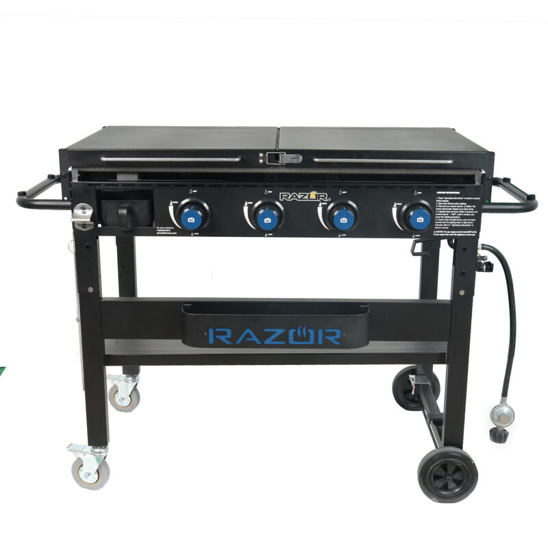 Razor 4 Burner Griddle Grill with Foldable Shelves with included Condiment Tray and Wind Guards image number 2