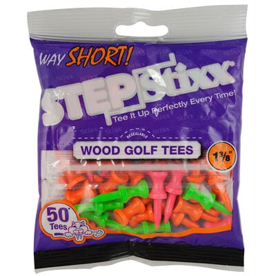 Pride Sports Golf Tee 1-3/8 Inch 50 Count Mix Way Short STEPSTIXX