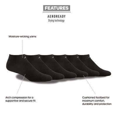 adidas Men's Cushioned 6-Pack No Show Socks
