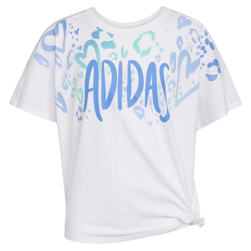 adidas Girls' Shorts Sleeve Loose Tie-Front Tee image number 4