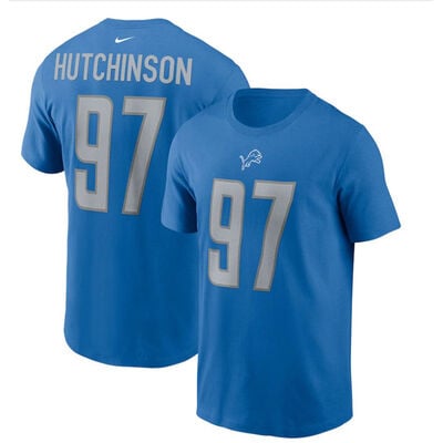 Nike Detriot Lions Aiden Hitchinson 97 Name & Number T-Shirt