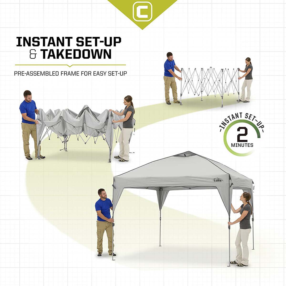 10' x 10' Center Push Instant Canopy – Core Equipment