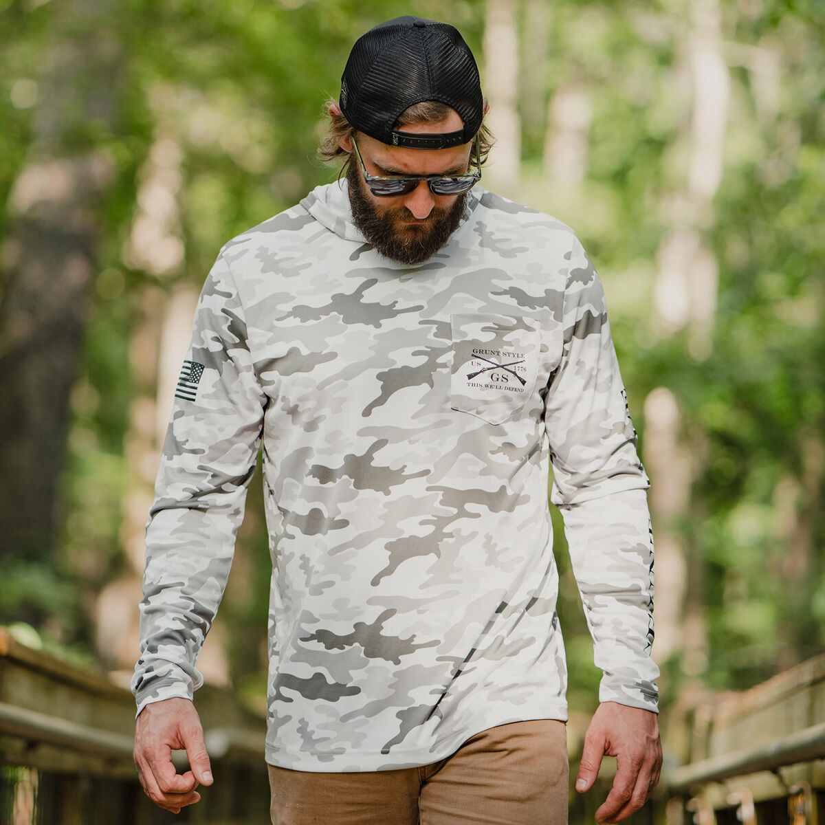Grunt style camo hoodie top