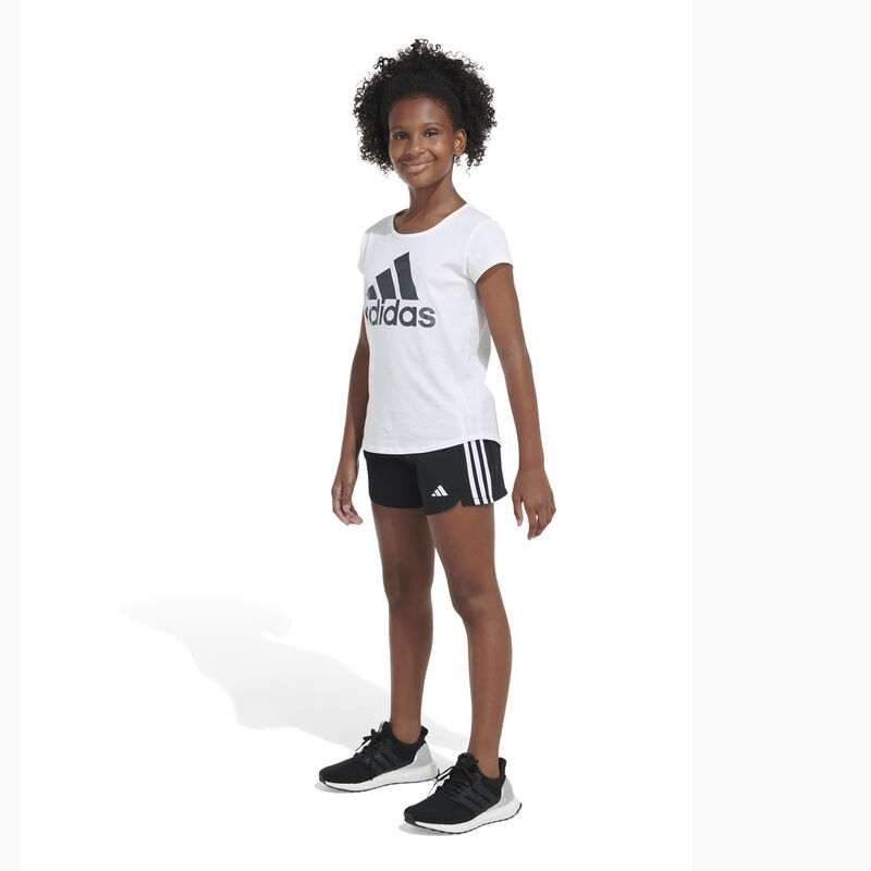 adidas Girls' AEROREADY® Elastic Waistband 3-Stripes Pacer Shorts image number 1