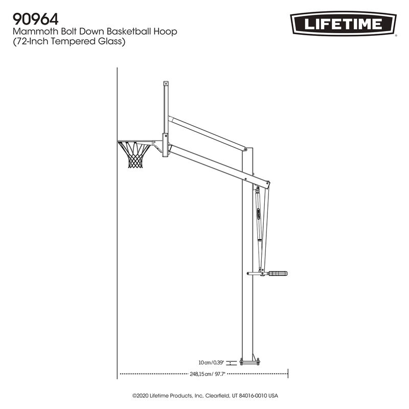 Mammoth 72" 90964 Glass In-Ground Basketball System image number 10