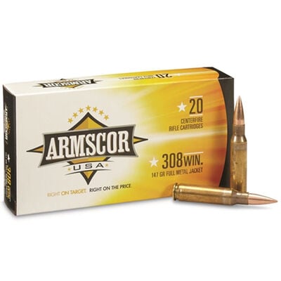 Armscor USA 308 Winchester Ammo 147 Grain Full Metal Jacket
