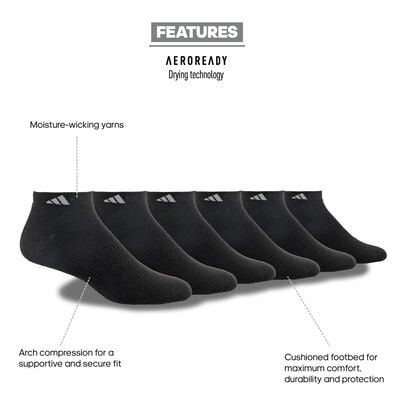 adidas Men's Cushioned 6-Pack Low Cut Socks