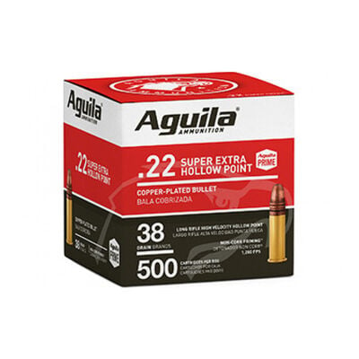 Aguila 22 LR Ammunition Super Extra 38 Grain Hollow Point 500 Rounds