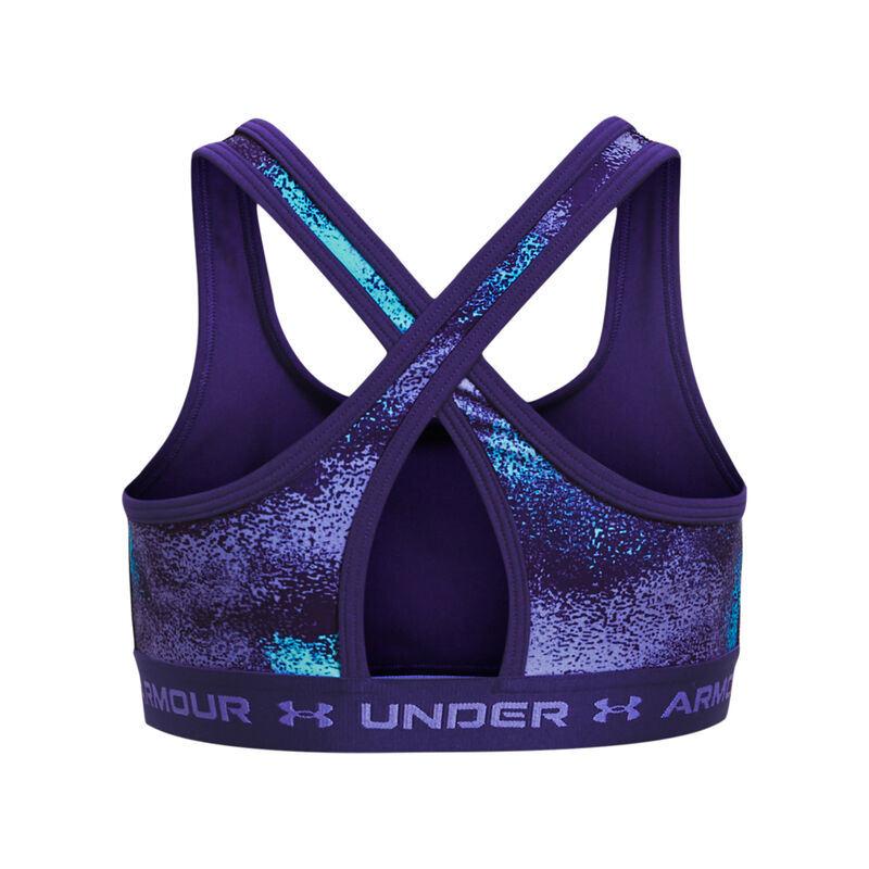 Under Armour Girls' Crossback Mid-Impact Printed Sports Bra image number 1