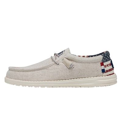 HeyDude Men's Wally Patriotic Off White Patriotic Shoes
