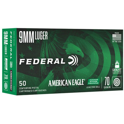 Federal 9mm Luger Ammo 70 Grain Lead Free