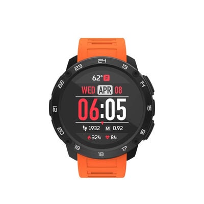 Itouch Explorer Smartwatch: Black Case and Orange Silicone Strap
