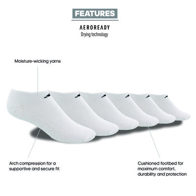 adidas Men's Athletic Cushioned 6-Pack No Show Socks