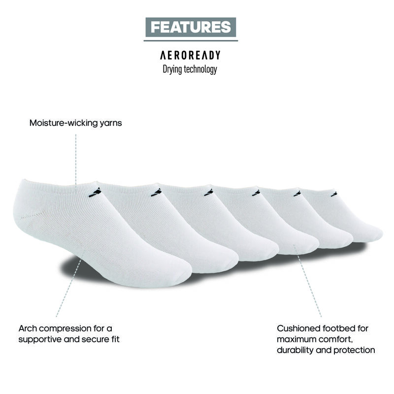 adidas Men's Athletic Cushioned 6-Pack No Show Socks image number 1