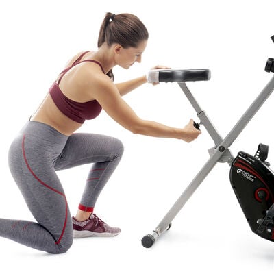 Circuit Fitness Folding Upright Exercise Bike with Adjustable Resistance