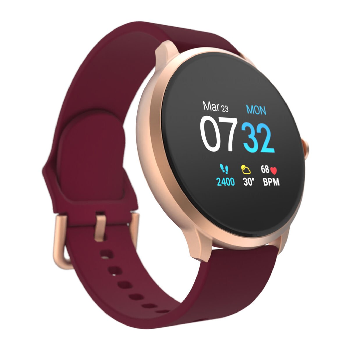 Itouch Sport 3 Smartwatch Rose Gold Case with Merlot Strap