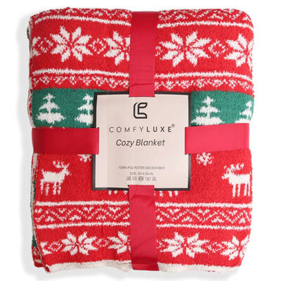 Comfy Luxe Cozy 50x60 Fairisle Moose Blanket