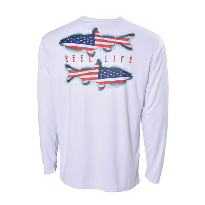 Reel Life Men's Long Sleeve UV "Americana Twin Fish" Shirt image number 0