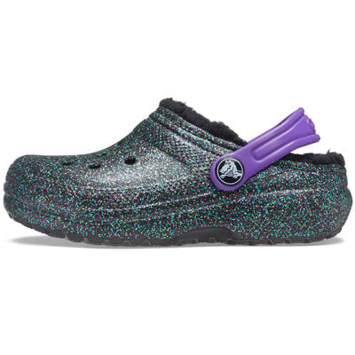 Crocs Youth Classic Lined Glitter Black Clogs