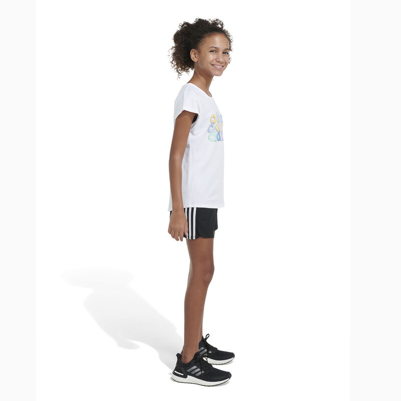 adidas Girls' Shorts Cap Sleeve Tee image number 4