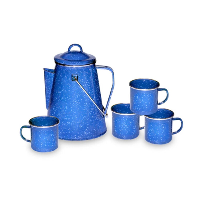 Stansport Enamel Percolator Coffee Pot and Set of 4 Mugs image number 0