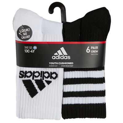 adidas Adidas Youth Cushioned Mixed 6-Pack Crew Sock