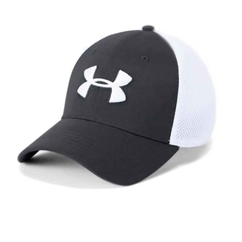 Men's Microthread Golf Mesh Cap, Black/White, large image number 0