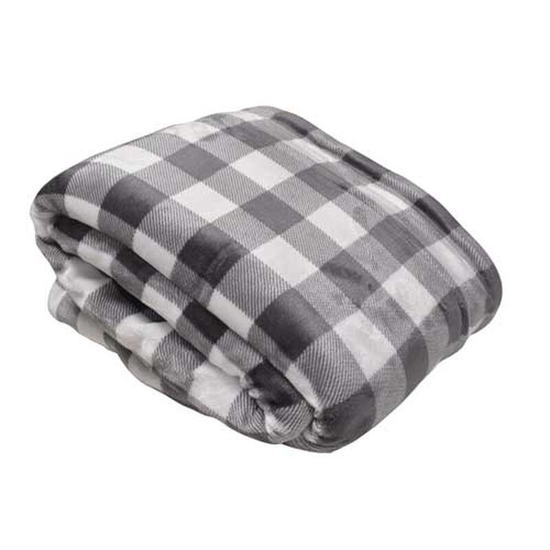 Charcoal and White Buffalo Plaid Blanket, , large image number 0