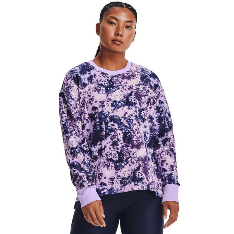 Women's Rival Fleece Oversize Print Crew, Purple, large image number 0
