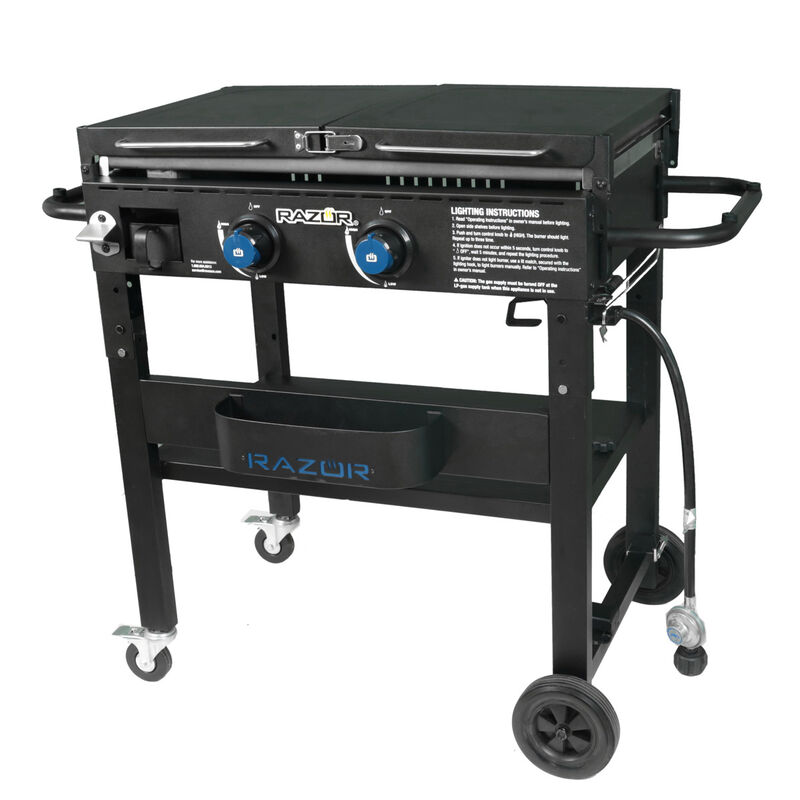 Razor 2 Burner Griddle with Foldable Side Shelves with Included Condiment Tray and Wind Guards image number 2