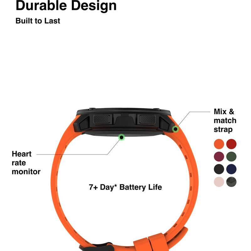 Itouch Explorer Smartwatch: Black Case and Orange Silicone Strap image number 2