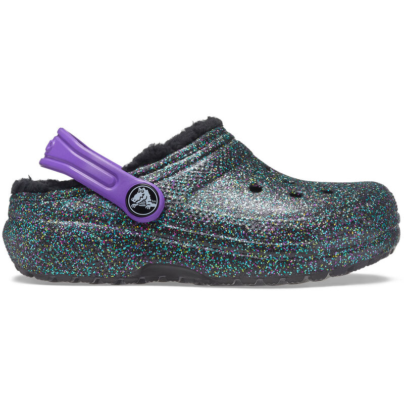 Crocs Youth Classic Lined Glitter Black Clogs image number 0
