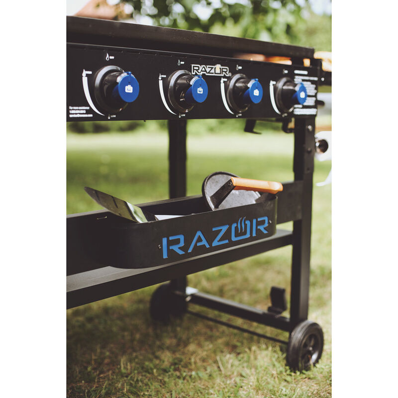 Razor 4 Burner Griddle Grill with Foldable Shelves with included Condiment Tray and Wind Guards image number 11